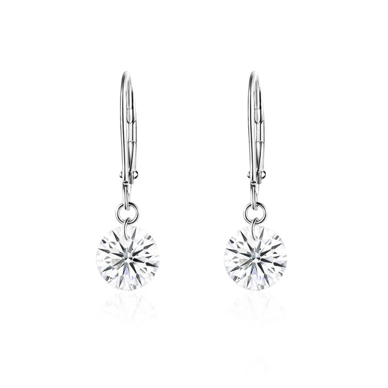 Drilled Setting Leverback Moissanite Earrings