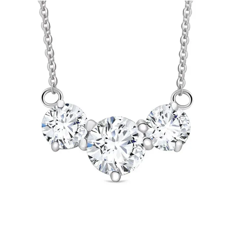 Classic Three Stones Moissanite Pendant