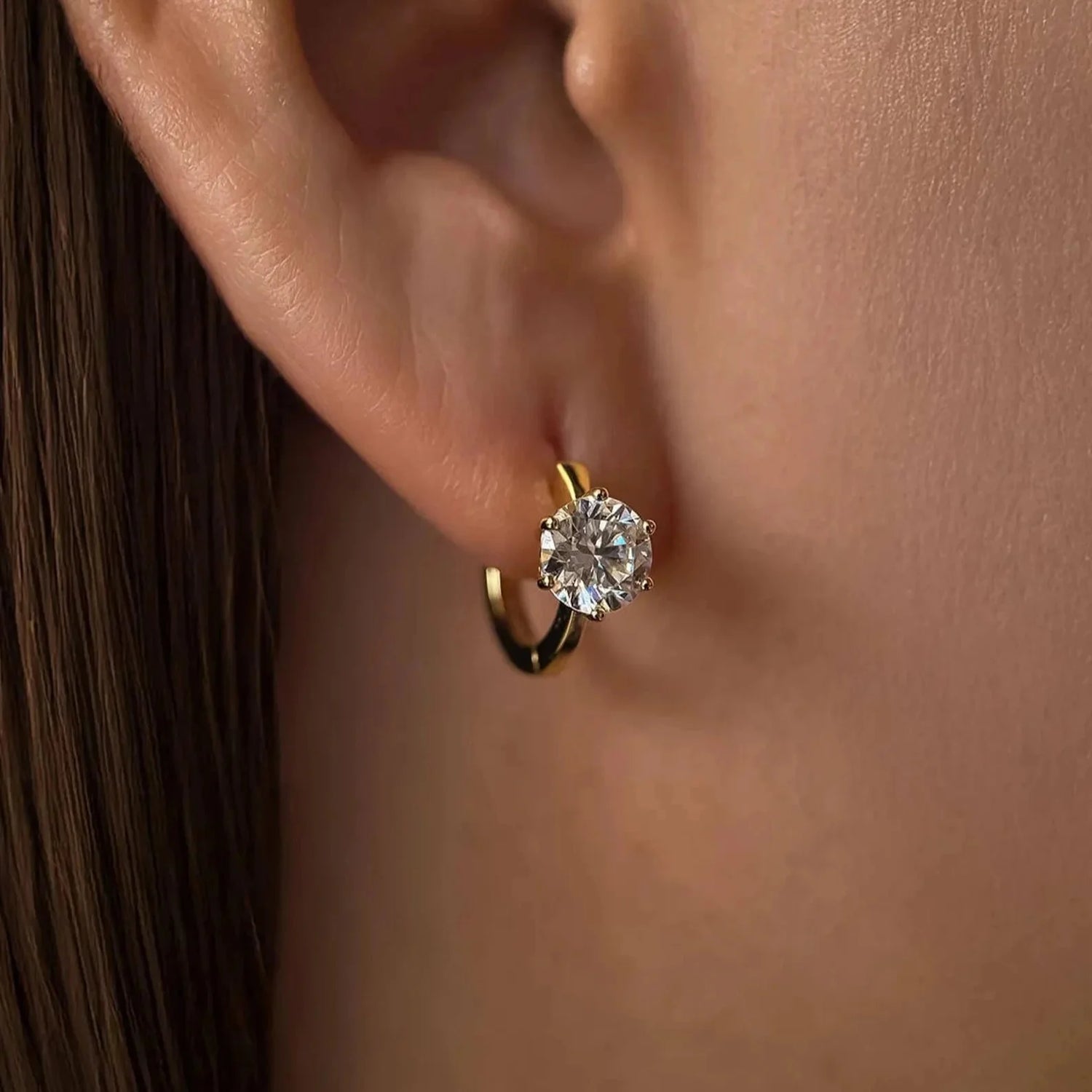 Solitaire Moissanite Huggie Earrings