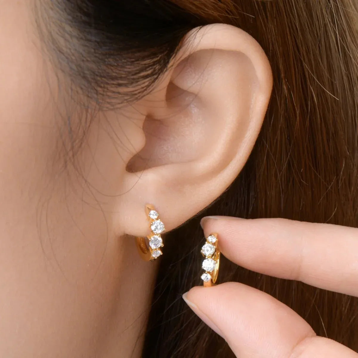 Graduated Round Moissanite Hoop Earrings