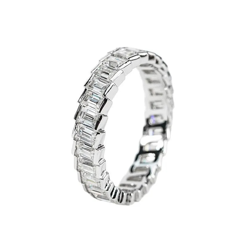 Channel Set Emerald Cut Moissanite Eternity Band