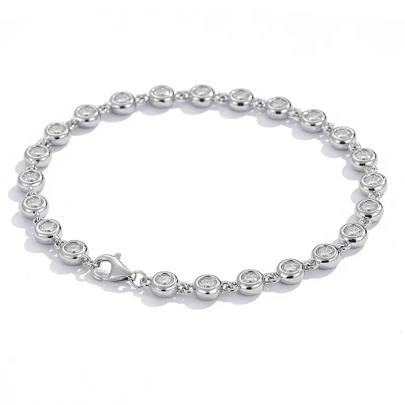 Round Moissanite Bezel Set Tennis Bracelet