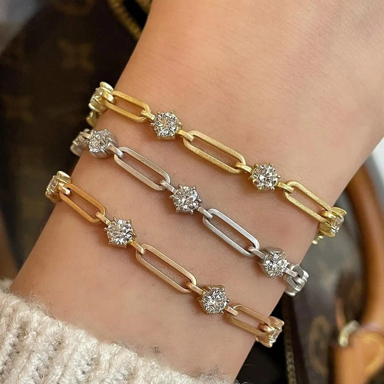 Paperclip Moissanite Chain Bracelet