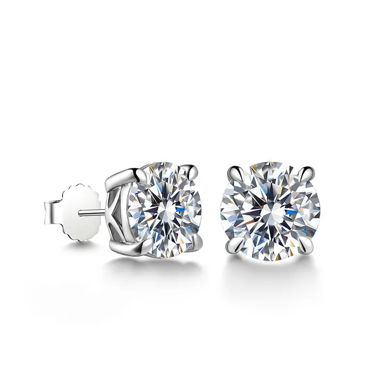 Pattern Round Moissanite Earrings