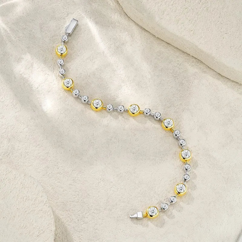 Alternating Bezel Link Tennis Bracelet