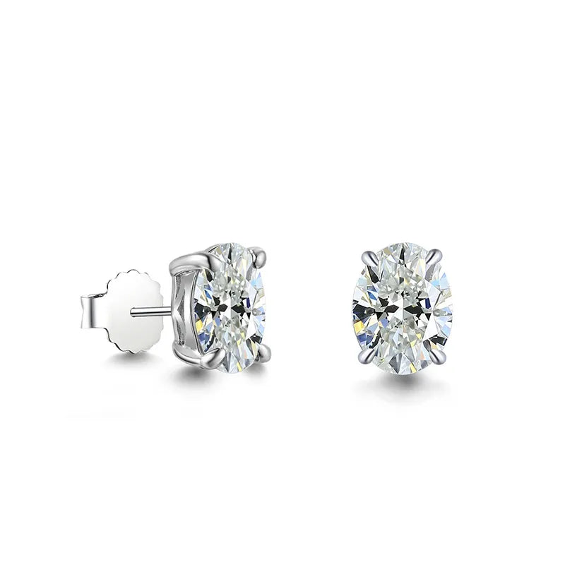 Pattern Oval Moissanite Earrings