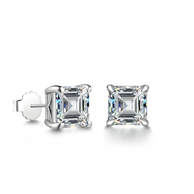 Pattern Asscher Moissanite Earrings
