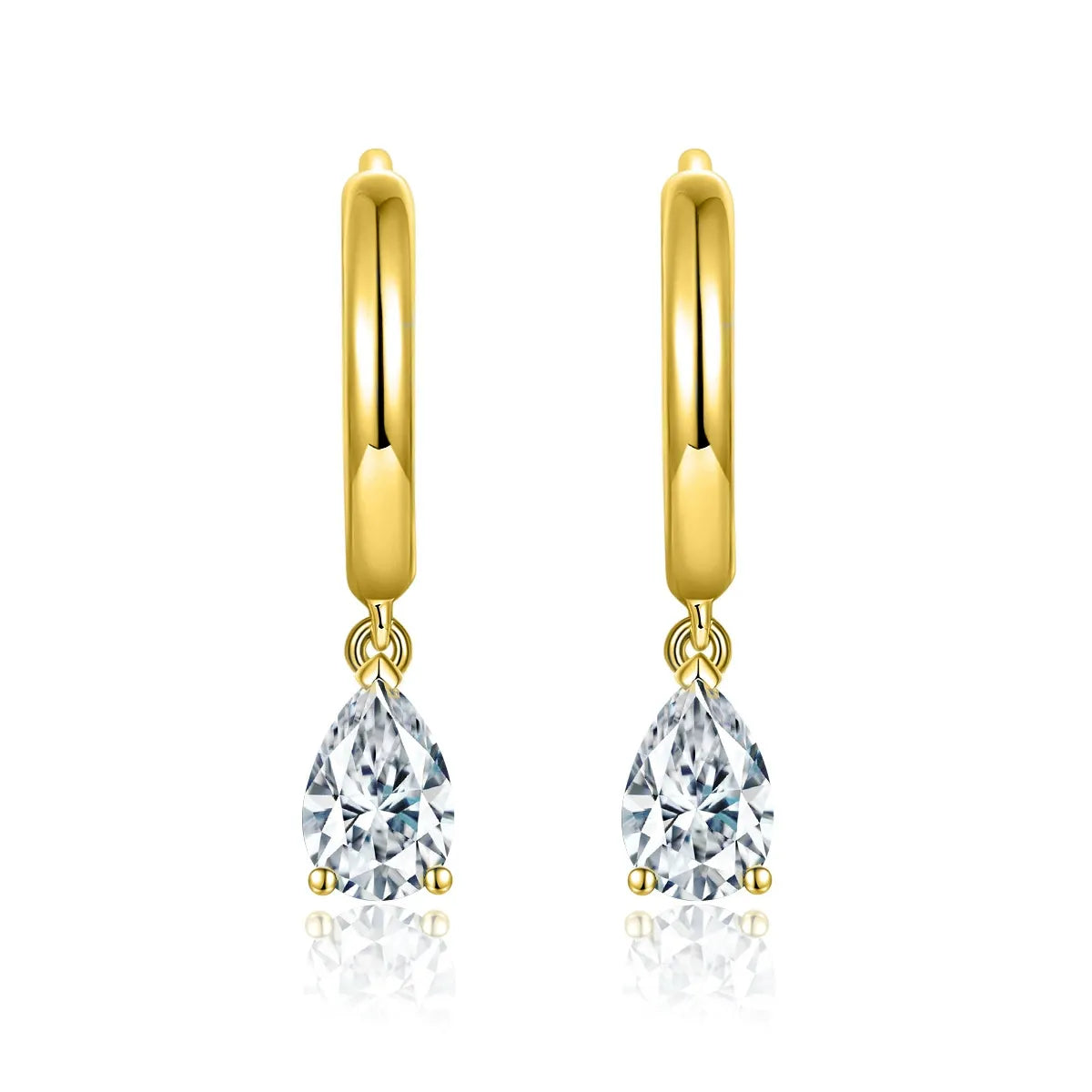 Solitaire Pear Cut Moissanite Drop Earrings