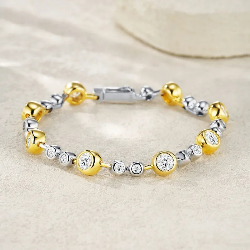 Alternating Bezel Link Tennis Bracelet