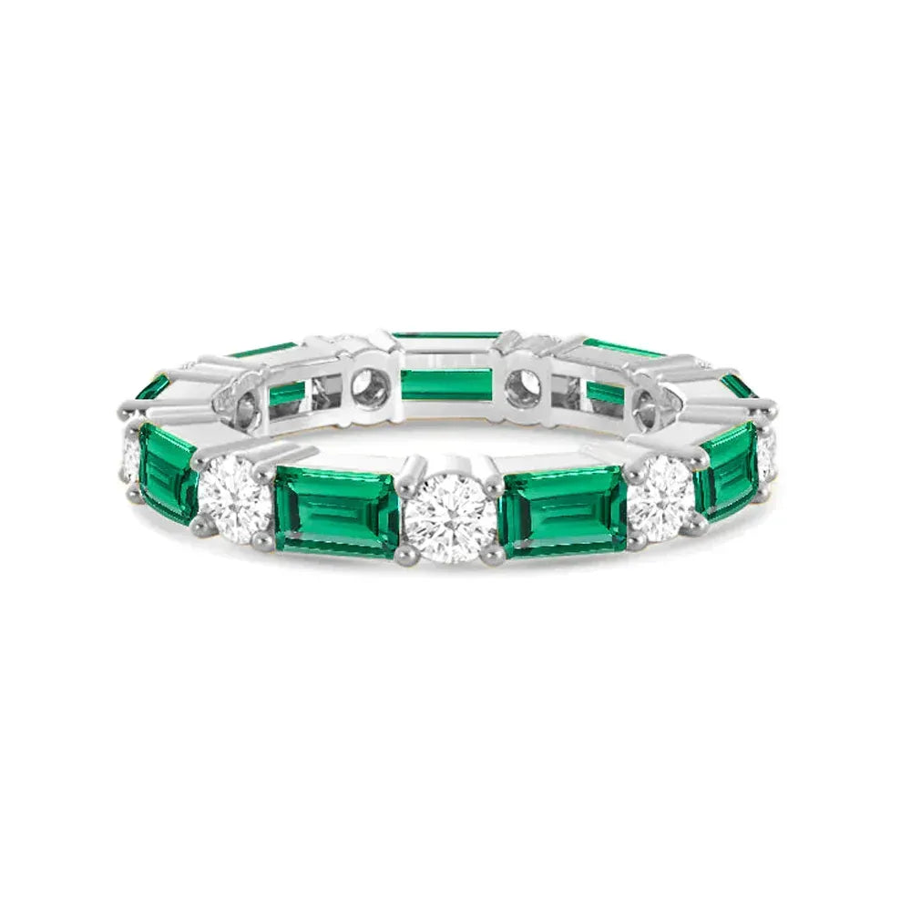 Emerald and Lab Grown Diamond Eternity Band
