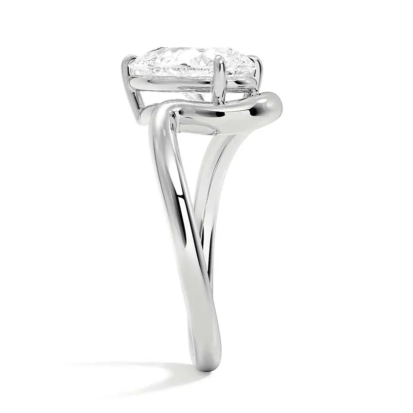 Solitaire Wave Band Emerald Moissanite Engagement Ring