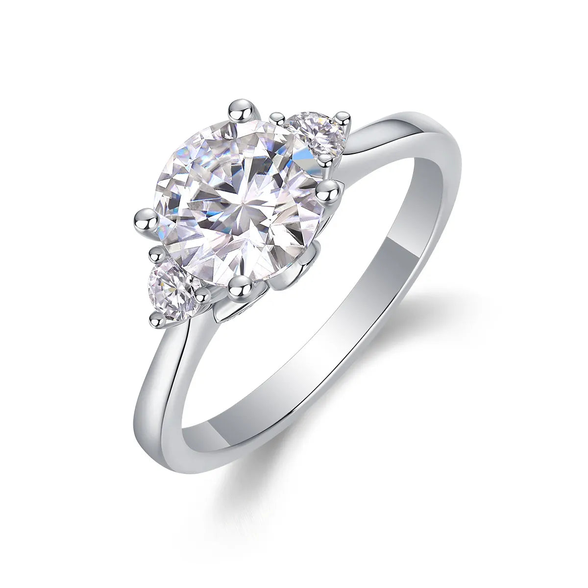 Side Stones Round Three Stones Engagement Ring