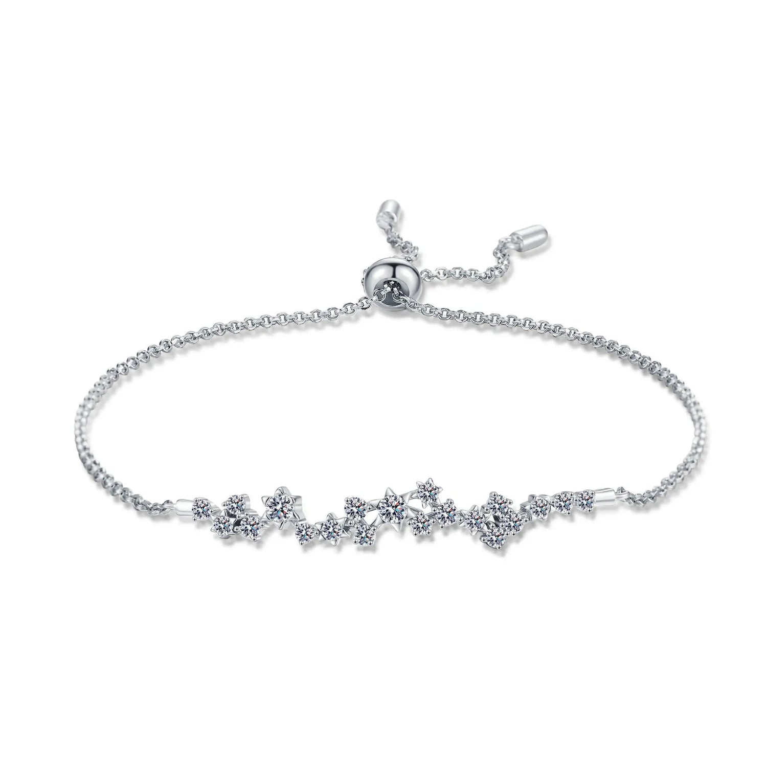 Delicate Floral Moissanite Chain Bracelet