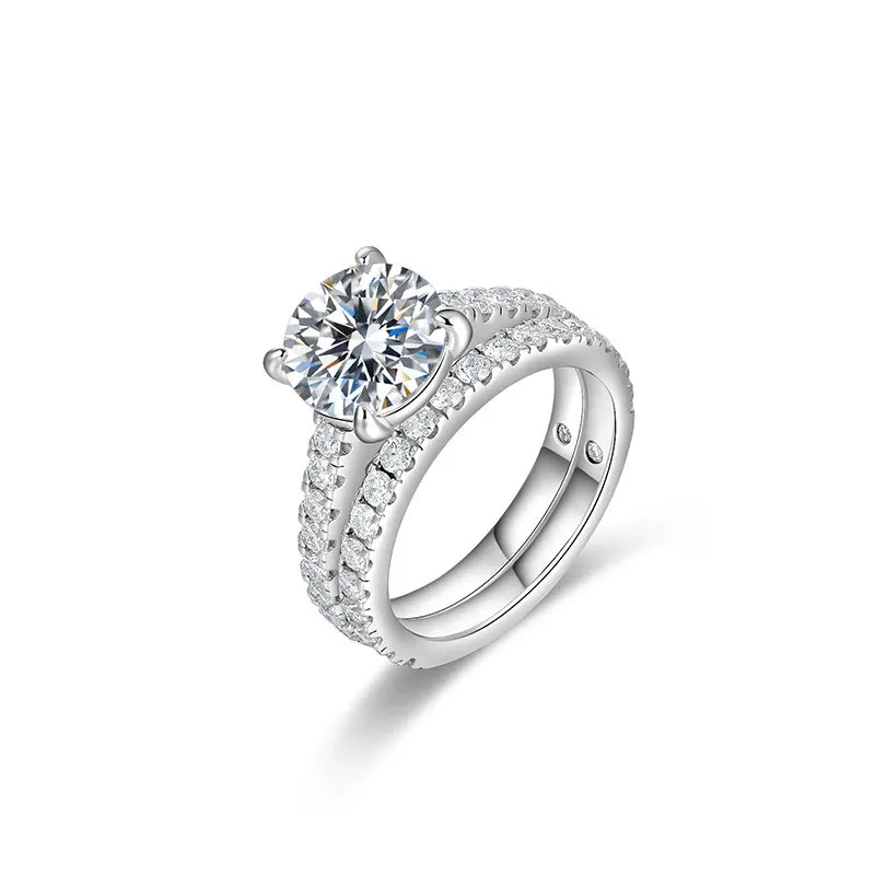 Cathedral French Pave Moissanite Bridal Set