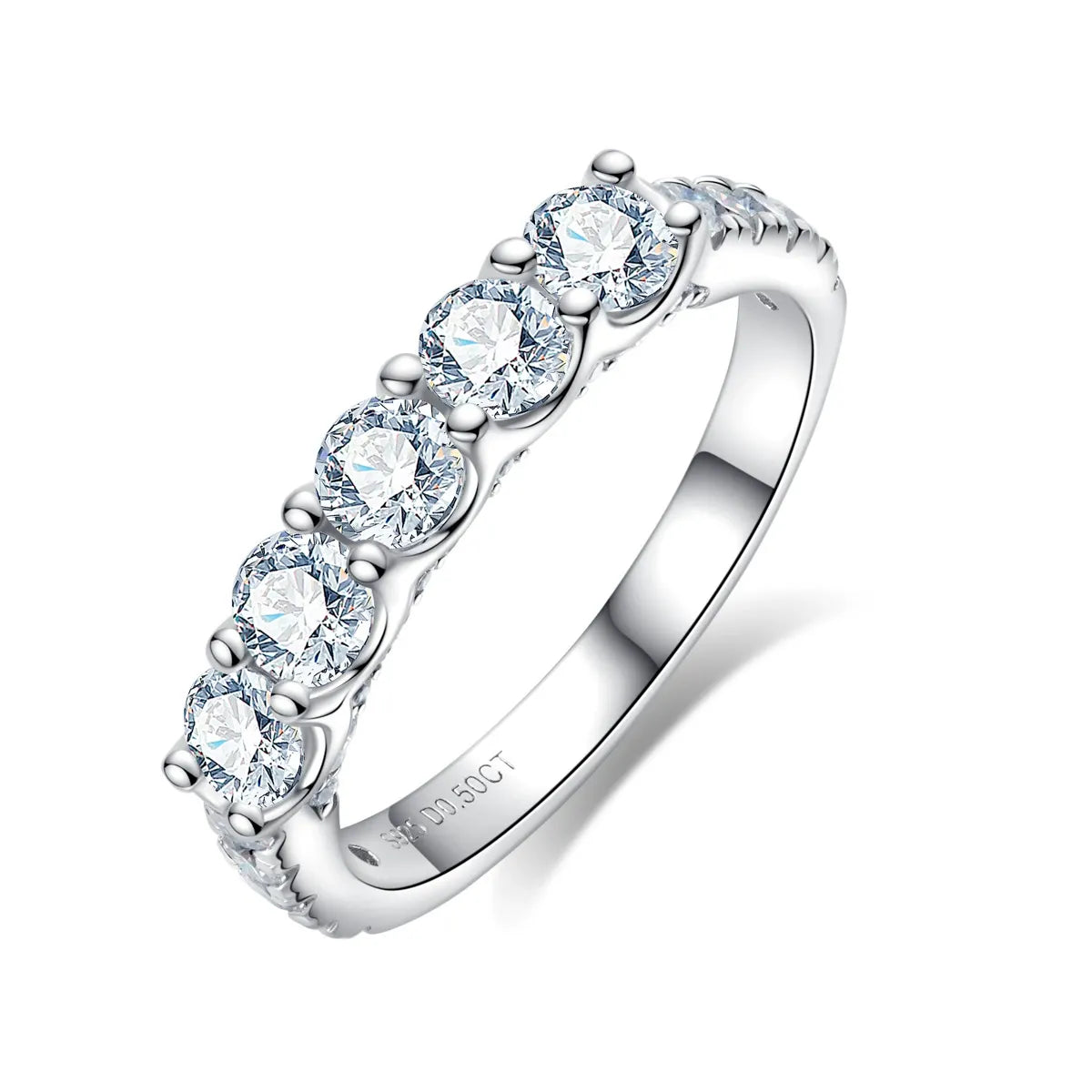 Five Stone Moissanite Half Eternity Band