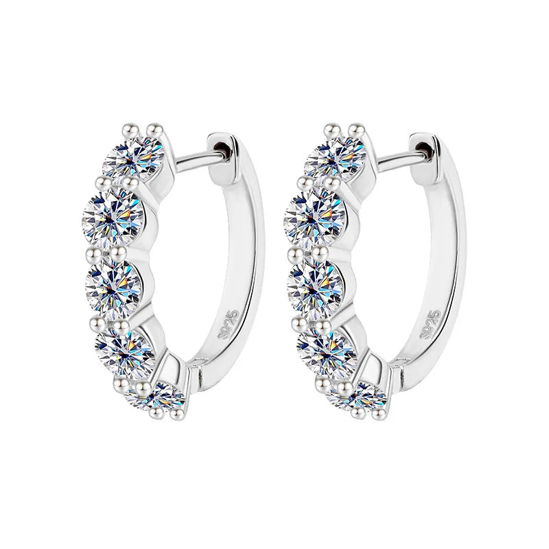 Classic 5 Stone Moissanite Hoop Earrings