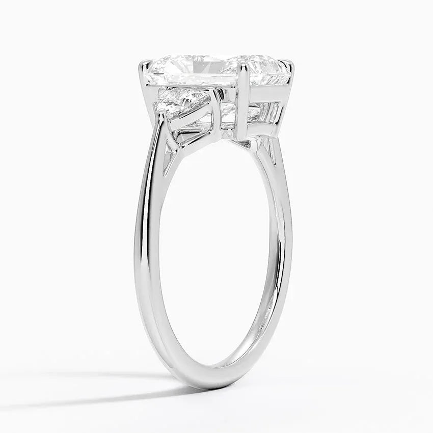 Trillion Cut Three Stone Radiant Moissanite Engagement Ring