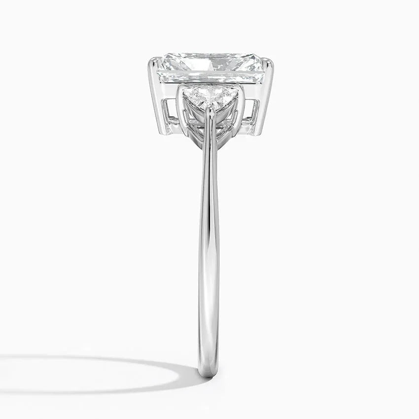 Trillion Cut Three Stone Radiant Moissanite Engagement Ring