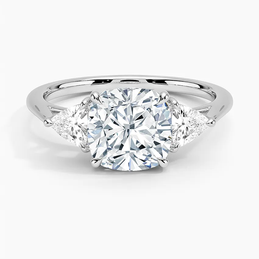 Trillion Cut Three Stone Cushion Moissanite Engagement Ring