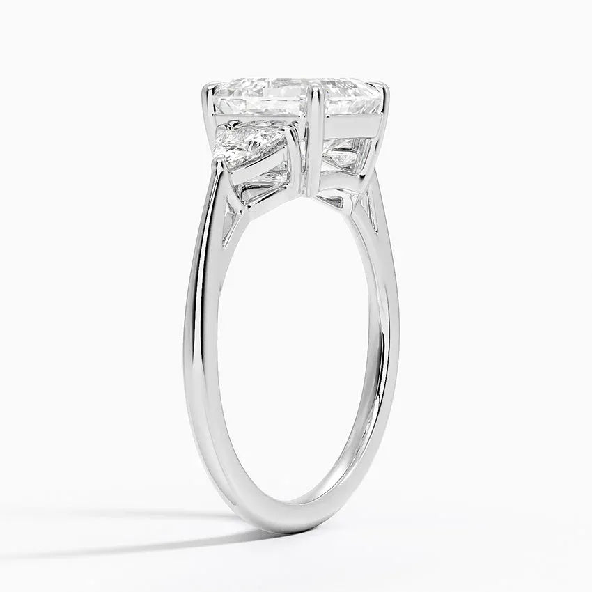 Trillion Cut Three Stone Asscher Moissanite Engagement Ring