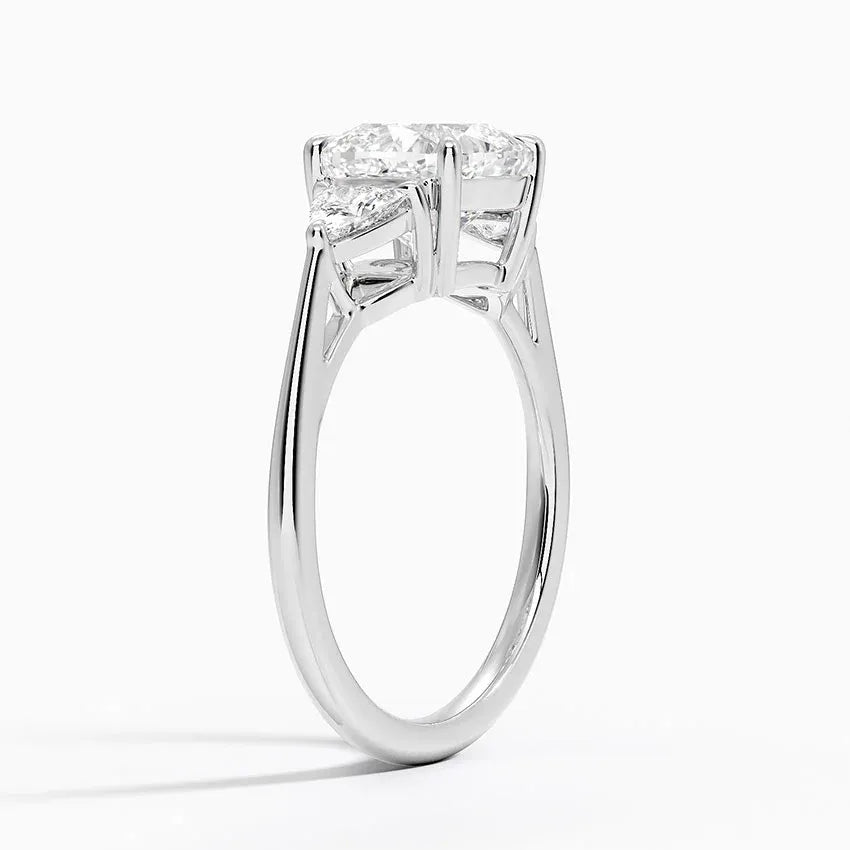 Trillion Cut Three Stone Cushion Moissanite Engagement Ring
