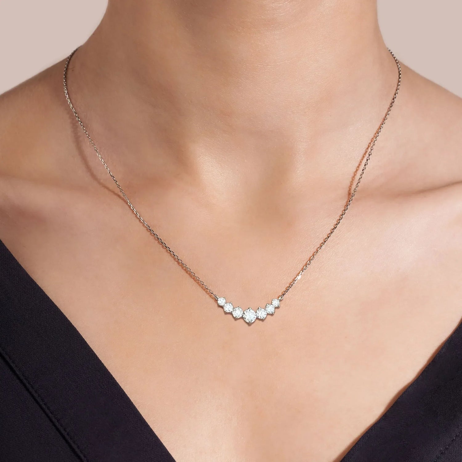 Classic 7-Stone Smile Moissanite Necklace