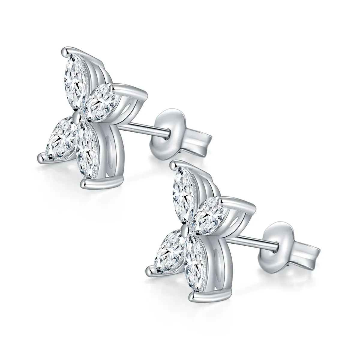 Marquise Cut Flower Moissanite Earrings