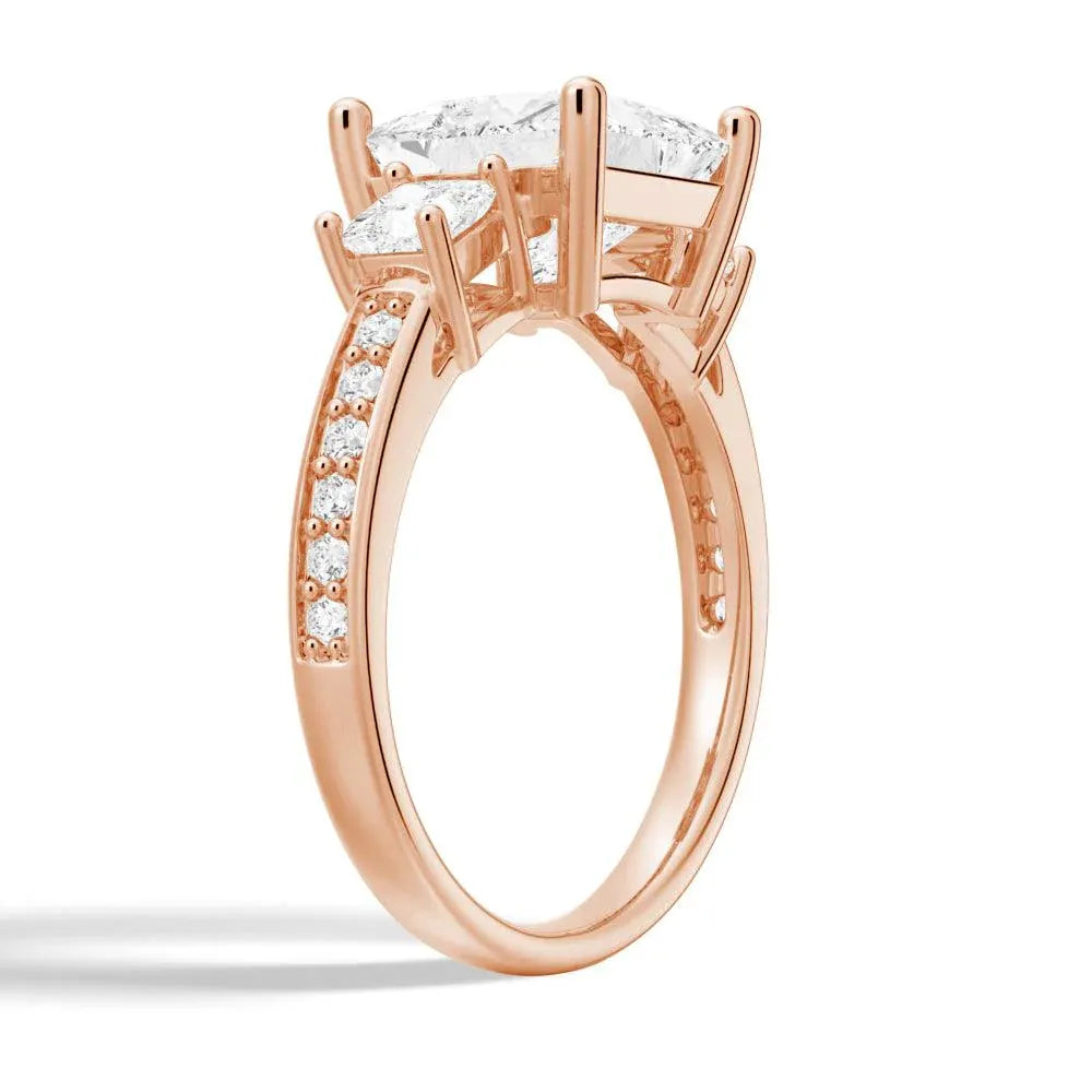 Princess Three Stone Moissanite Engagement Ring