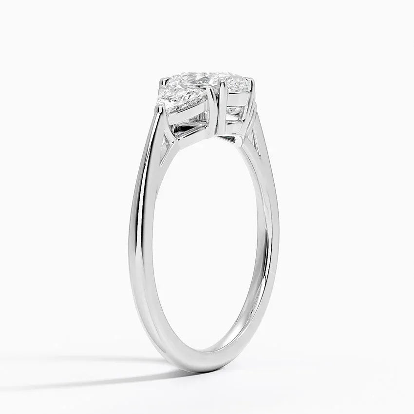 Trillion Cut Three Stone Oval Moissanite Engagement Ring