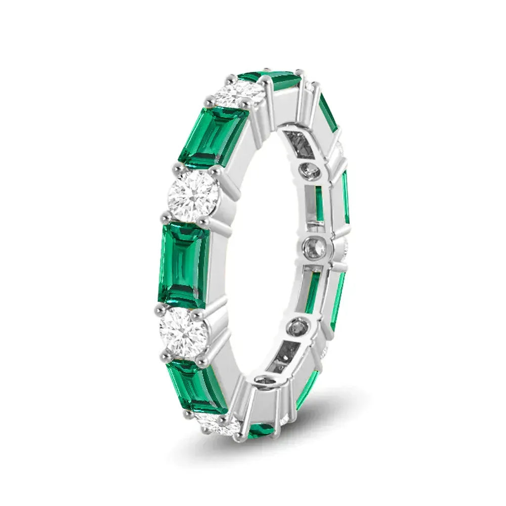 Emerald and Lab Grown Diamond Eternity Band