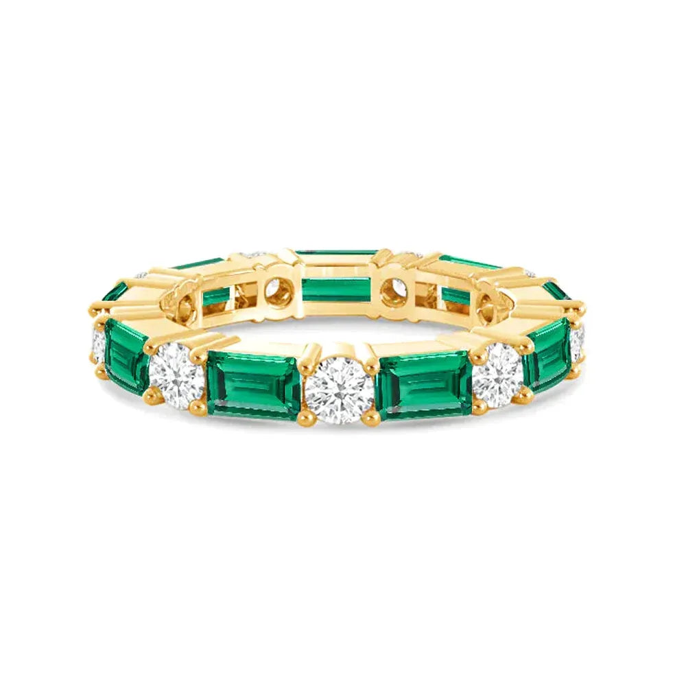 Emerald and Lab Grown Diamond Eternity Band