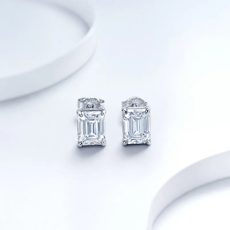 Pattern Emerald Moissanite Earrings