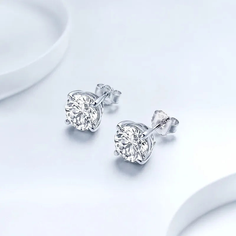 Pattern Round Moissanite Earrings