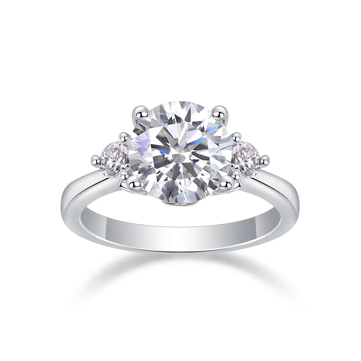 Side Stones Round Three Stones Engagement Ring