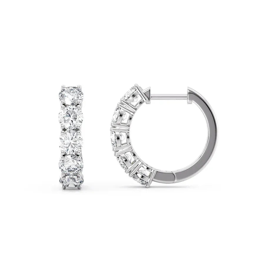 Classic 5 Stone Moissanite Hoop Earrings