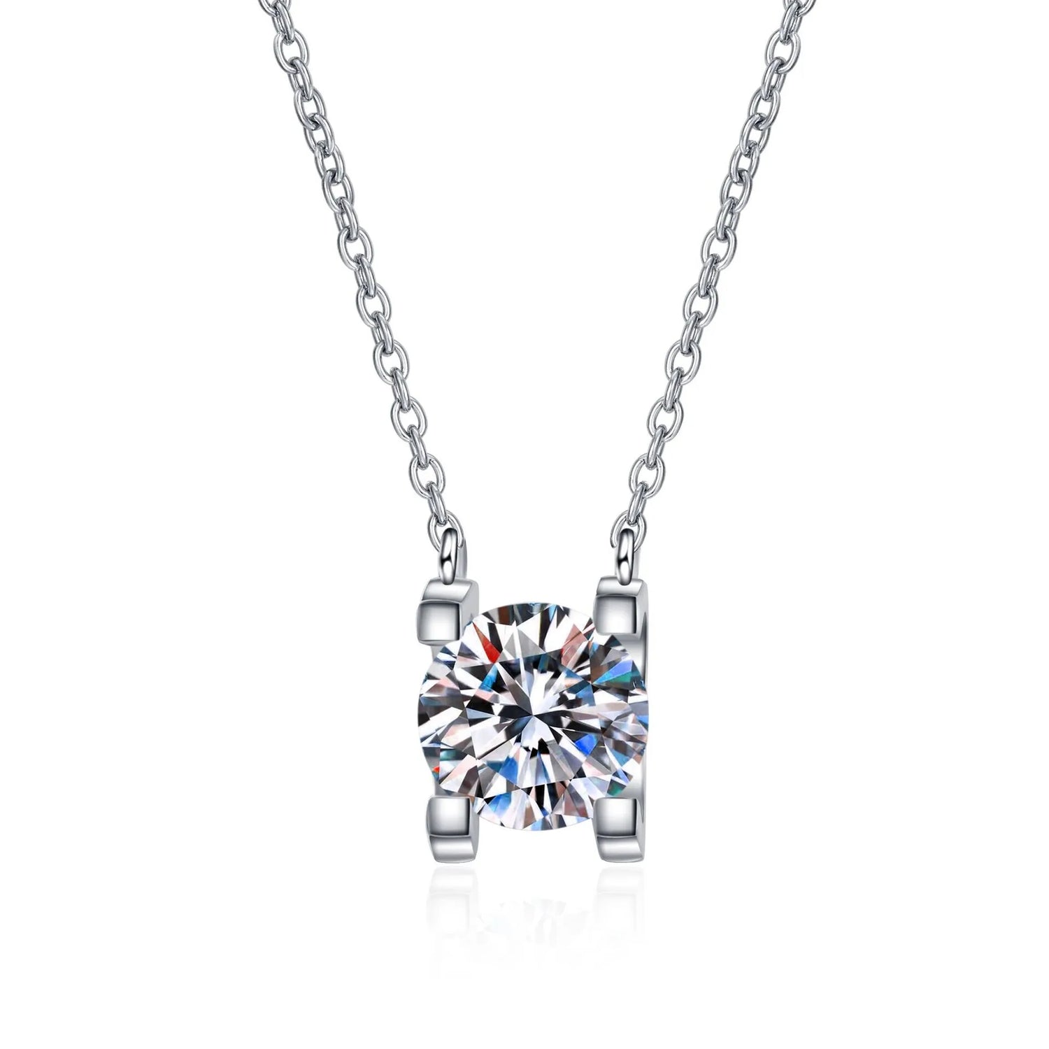 Floating Round Moissanite Pendant Necklace