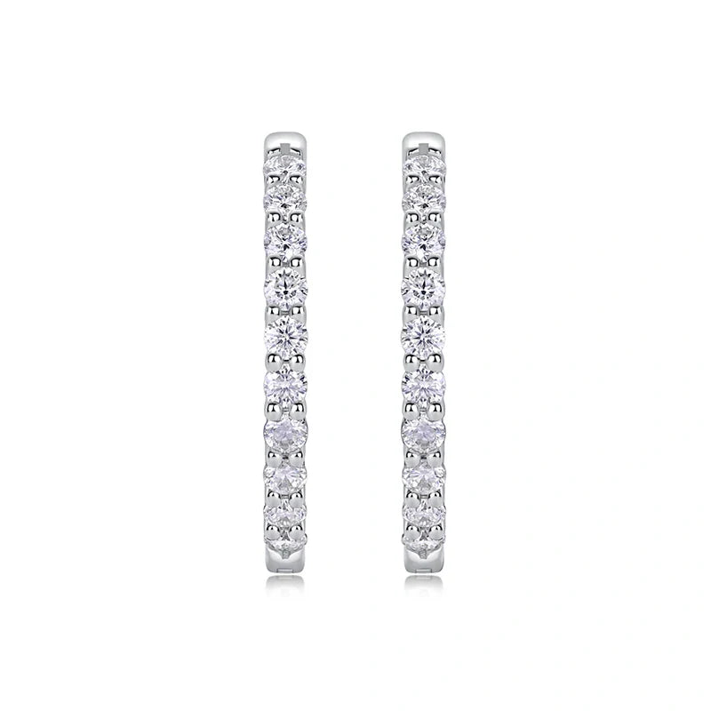 Inside Out Share Prong Moissanite Hoop Earrings