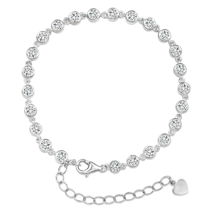 Round Moissanite Bezel Set Link Tennis Bracelet