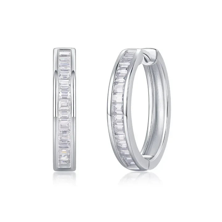 Emerald Moissanite Hoop Earrings