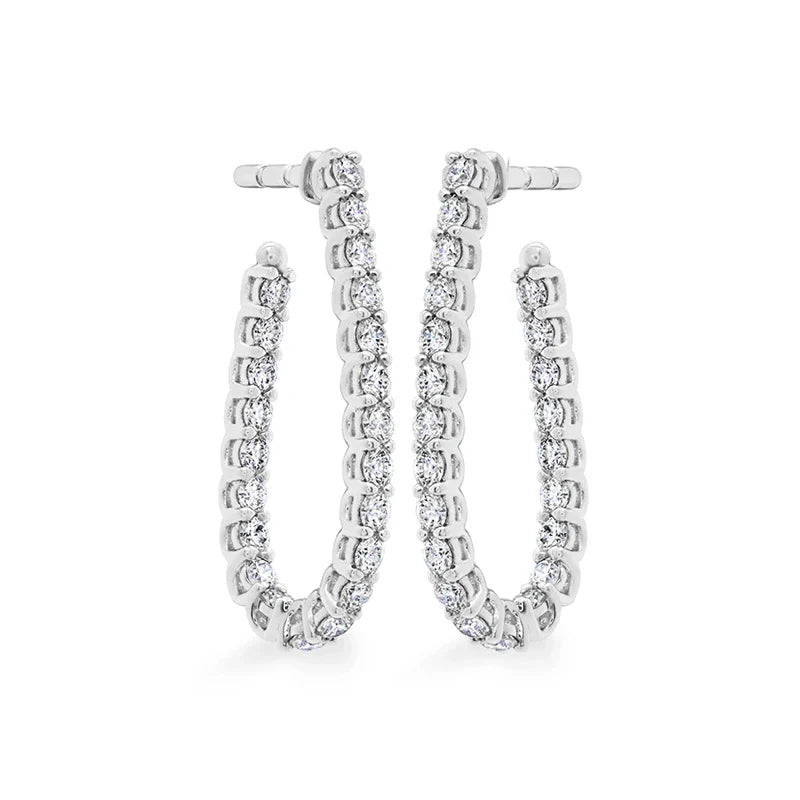 Pear Circle Moissanite Hoop Earrings