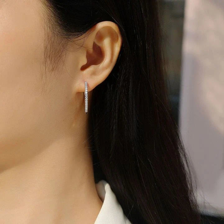 Tiny Moissanite Open Hoop Earrings