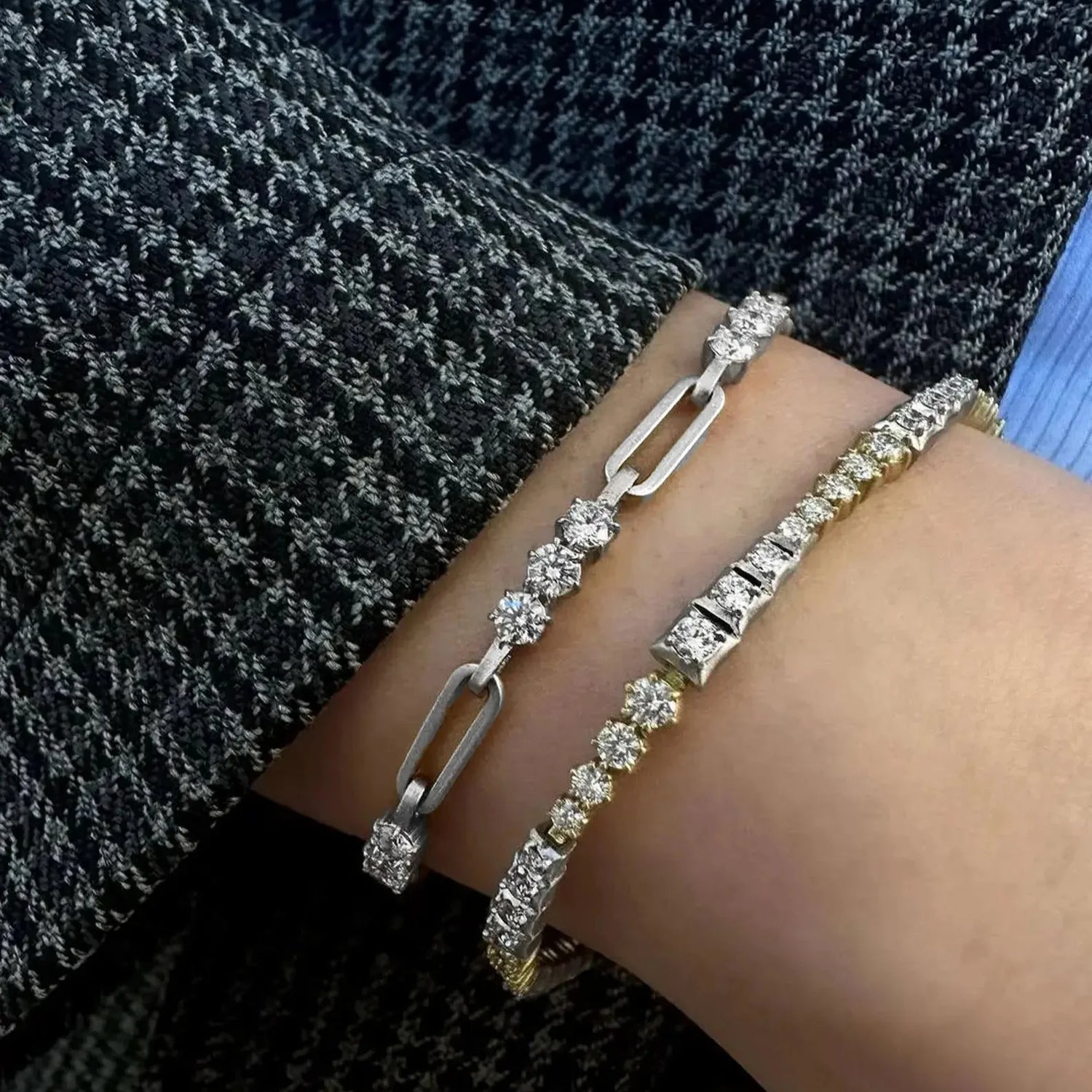 Paperclip Chain Moissanite Tennis Bracelet