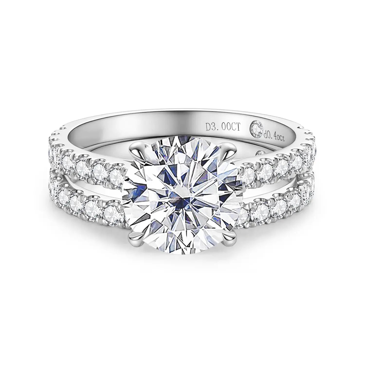 Cathedral French Pave Moissanite Bridal Set