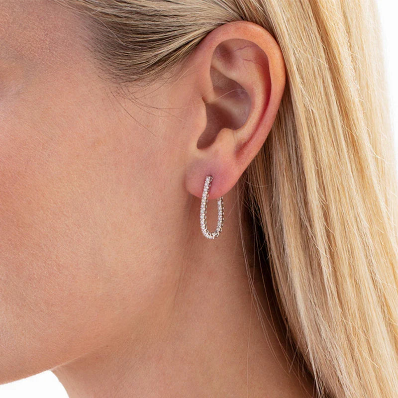 Pear Circle Moissanite Hoop Earrings