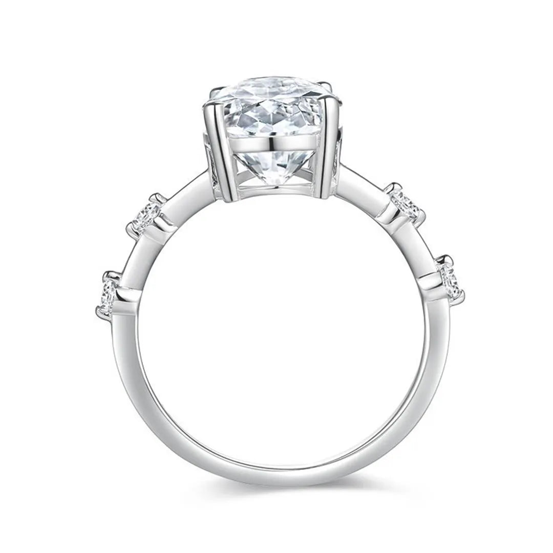 Petite Pave Oval Moissanite Engagement Ring