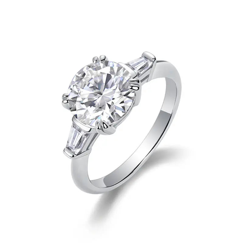 Tapered Baguette Three Stone Moissanite Engagement Ring