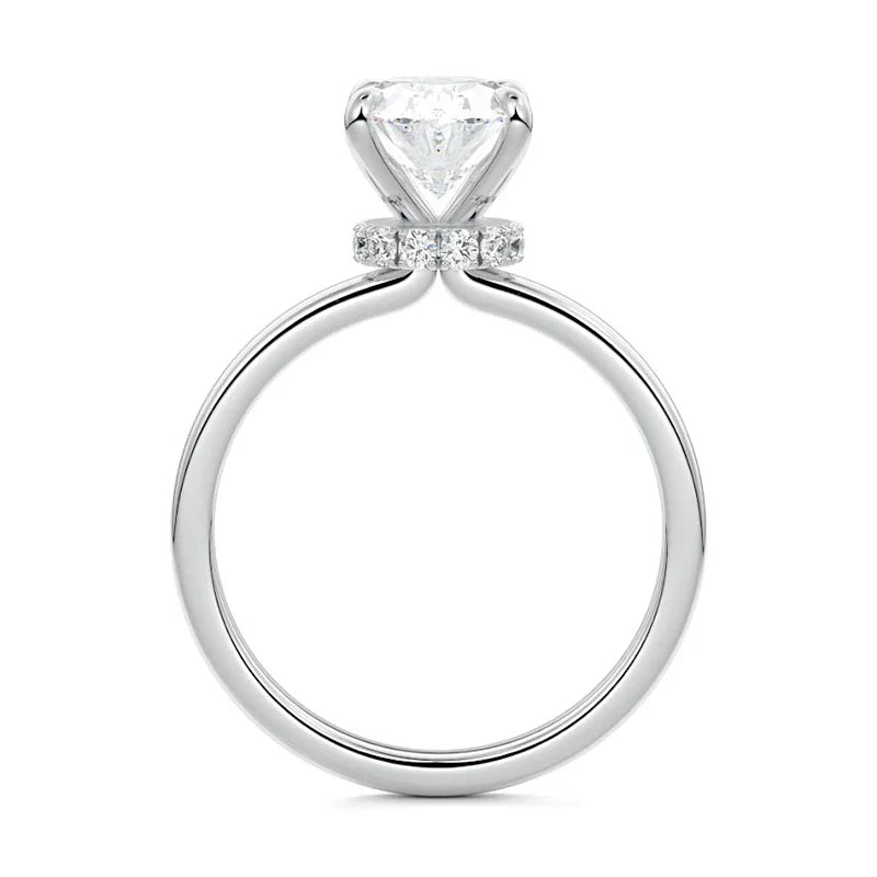 Secret Halo Oval Moissanite Engagement Ring