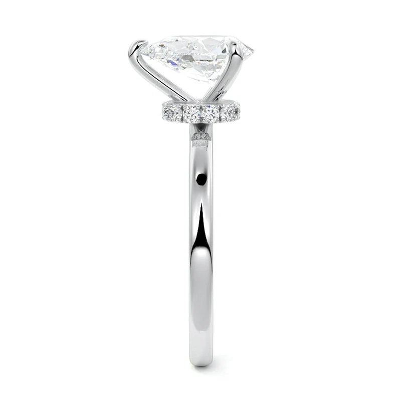 Secret Halo Pear Moissanite Engagement Ring