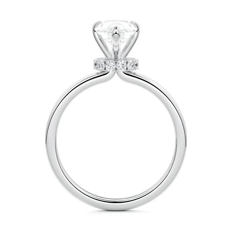 Secret Halo Pear Moissanite Engagement Ring