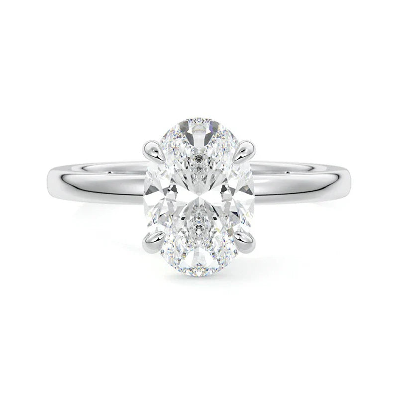 Secret Halo Oval Moissanite Engagement Ring